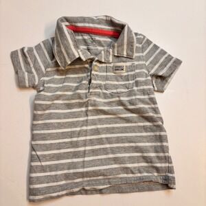 Carters Gray White Stripe Short Sleeve Polo Shirt 18 Months Seriously Handsome